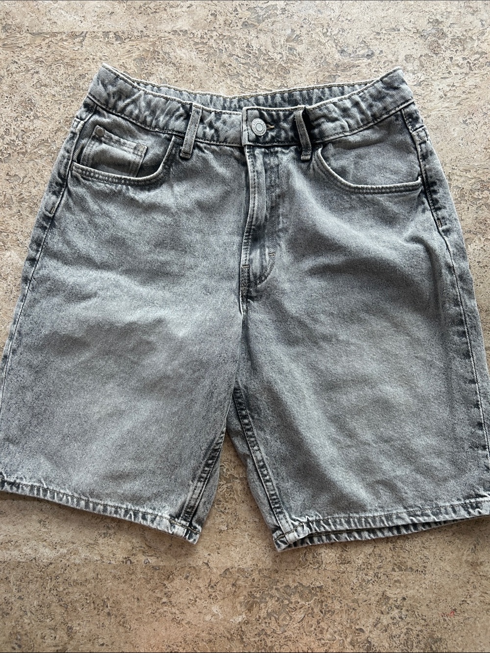 H&M Light Gray Washed Denim Shorts